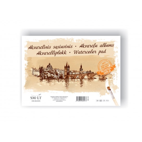 Akvarelės sąsiuvinis A3 10lapų 200g3AS-10 Akvarelės sąsiuvinis A3 10lapų 200g3AS-10