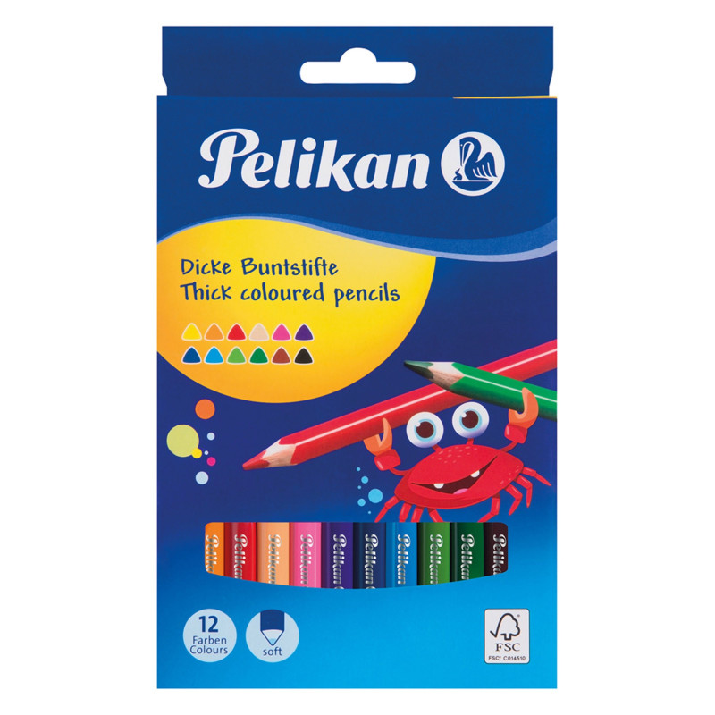 Pieštukai spalvoti stori trikampiai 12sp.