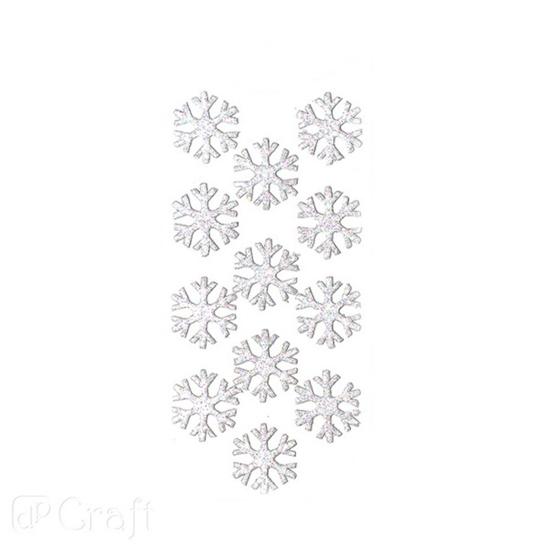 Dekor.balti lipdukai 3D, SNAIGĖS, 12vnt.