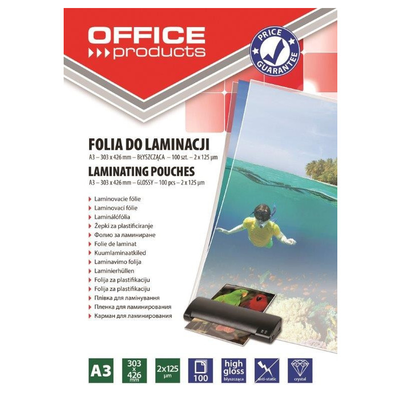 Laminavimo vokeliai,folija A3 2x125mic 100vnt