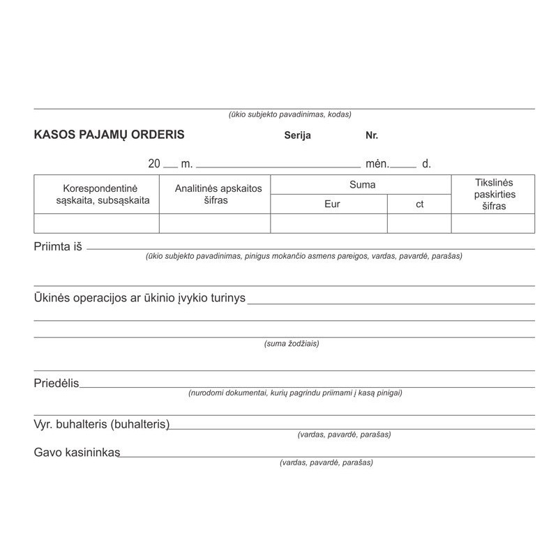Kasos pajamų orderis A5 SC(kompl.50vnt)
