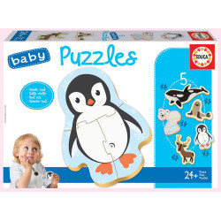 5 dėlionės (puzzle) BABY ANIMALS POLARES 2-4 metų