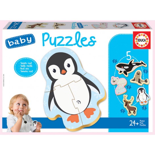 5 dėlionės (puzzle) BABY ANIMALS POLARES 2-4 metų