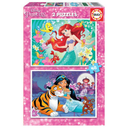 2 dėlionės (puzzle) 2x48 ARIEL ir  JASMIN
