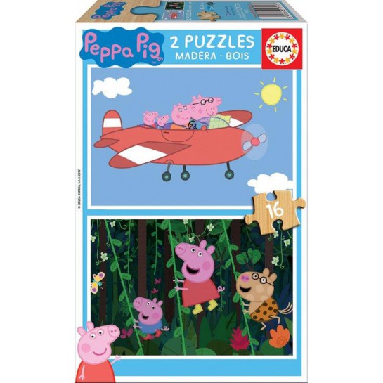 2 dėlionės (puzzle) 2x16 PEPPA kiaulė 3+