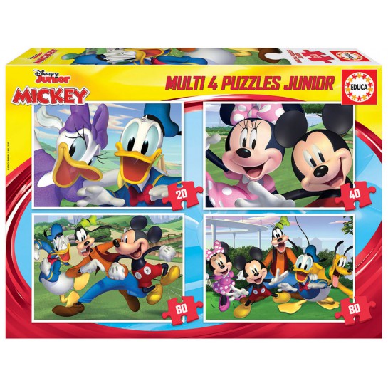 4 dėlionės (puzzle) 20+40+60+80 MICKEY ir DRAUGAI