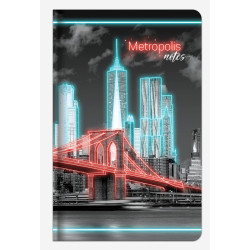 Užrašų knygutė A6 96lapai 70g langeliai METROPOLIS