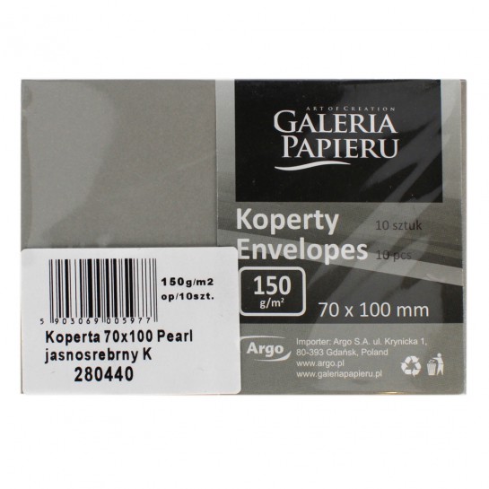 Vokai 70x110mm PEARL 150g 10vnt šv.sidabras Vokai 70x110mm PEARL 150g 10vnt šv.sidabras