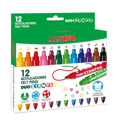 Flomasteriai ALPINO Duo Stamper 12sp