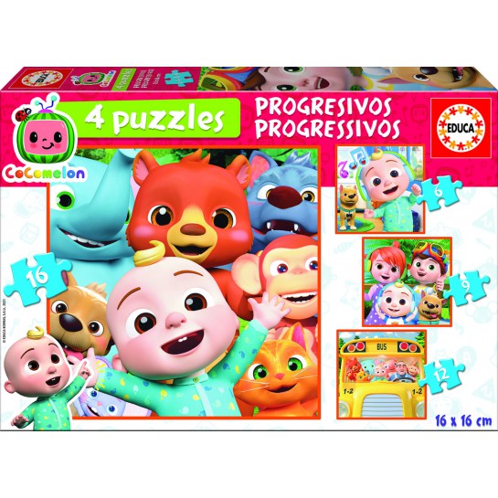 4 dėlionės (puzzle) 6+9+12+16 PROGRESIVO 3-5metų