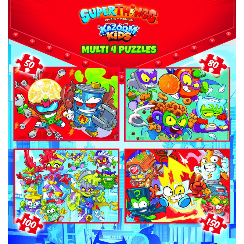 4 dėlionės (puzzle) 50+80+100+150 SUPERTHINGS 5-8metų 4 dėlionės (puzzle) 50+80+100+150 SUPERTHINGS 5-8metų