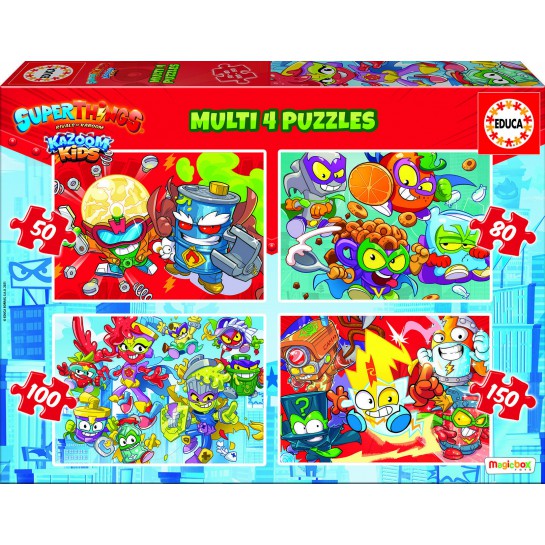 4 dėlionės (puzzle) 50+80+100+150 SUPERTHINGS 5-8metų