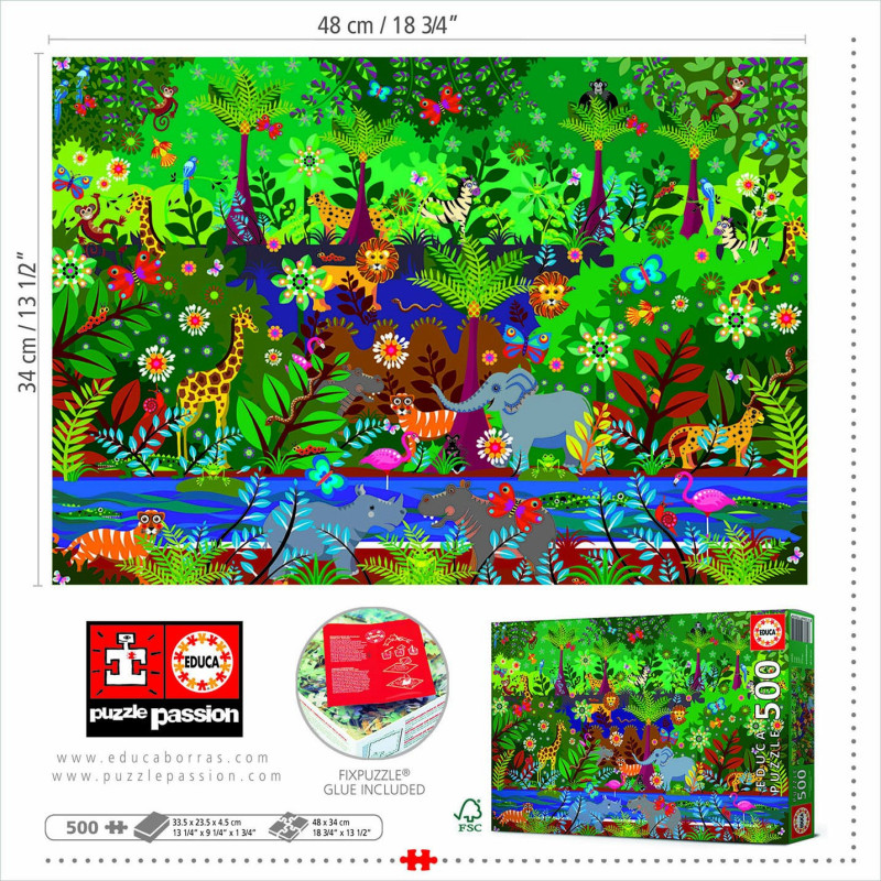 Dėlionė (puzzle) 500 JUNGLA 10-99metų Dėlionė (puzzle) 500 JUNGLA 10-99metų