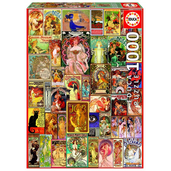 Dėlionė (puzzle) 1000 ART NOUVEAU POSTER COLLAGE 14-99metų