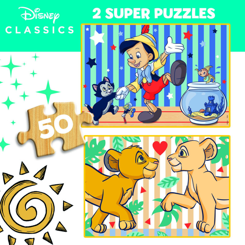 2 dėlionės (puzzle) medinės 2x50 DISNEY CLASSICS 4-6metų 2 dėlionės (puzzle) medinės 2x50 DISNEY CLASSICS 4-6metų
