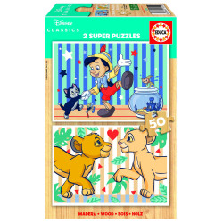 2 dėlionės (puzzle) medinės 2x50 DISNEY CLASSICS 4-6metų