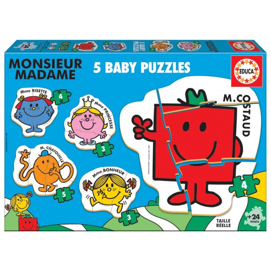 5 dėlionės (puzzle) 3+3+4+4+5 MONSIEUR MADAME 2-4metų