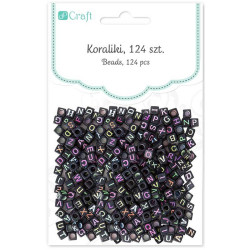 Karoliukai juodi RAIDĖS 124vnt