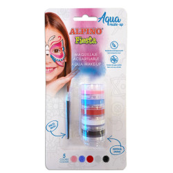 Dažai grimui ALPINO Fiesta AQUA 5sp+ 1 teptukas Dažai grimui ALPINO Fiesta AQUA 5sp+ 1 teptukas