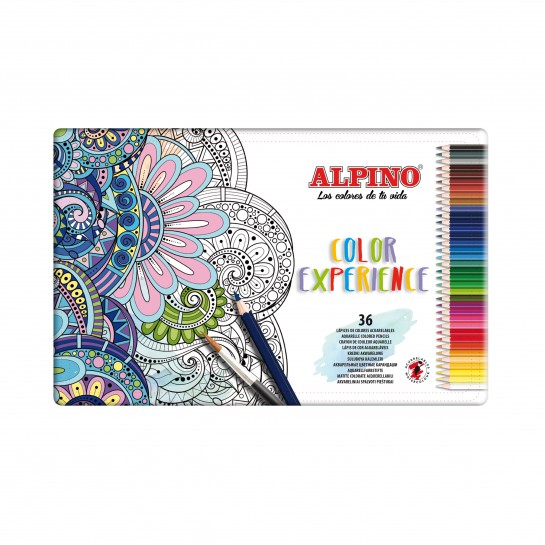 Pieštukai spalvoti ALPINO Color experience aqualine 36sp metalinėje dėžutėje
