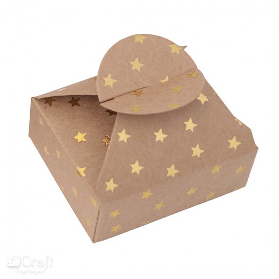 Dėžutės su auksinėmis žvaigždutėmis 6x7,5x2,5cm 4vnt