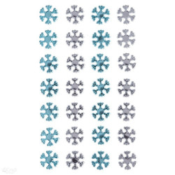 Dekor.lipnūs kristalai SNOWFLAKES BLUE&CRYSTAL 28vnt