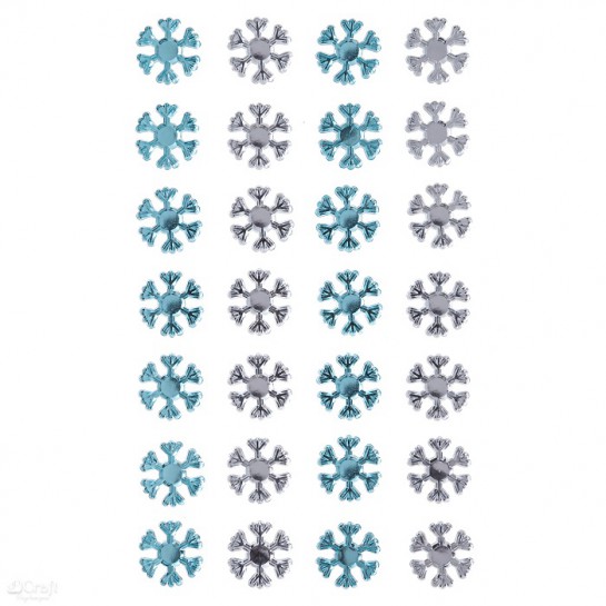Dekor.lipnūs kristalai SNOWFLAKES BLUE&CRYSTAL 28vnt Dekor.lipnūs kristalai SNOWFLAKES BLUE&CRYSTAL 28vnt