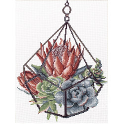 Siuvinėjimo kryželiu rinkinys SUCCULENT GARDEN 1 26,30x35