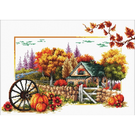 Siuvinėjimo kryželiu rinkinys AUTUMN FARM 42x29