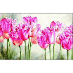 Siuvinėjimo kryželiu rinkinys PINK TULIPS 67x42