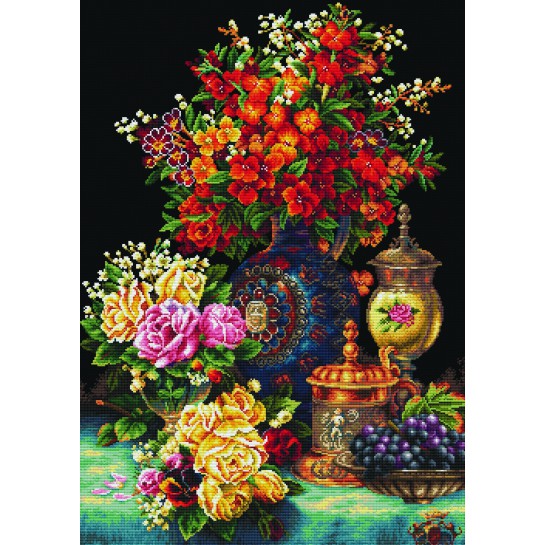 Siuvinėjimo kryželiu rinkinys CLASSIC FLOWERS 58x81