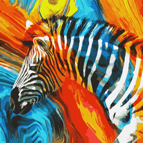 Tapyba pagal skaičius: SPALVOTAS ZEBRAS 50x50