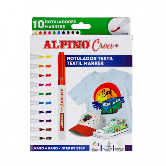 Žymekliai tekstilei ALPINO Crea+ 10sp 4mm