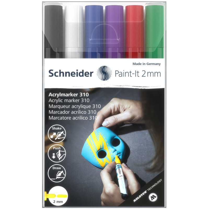 Žymekliai akriliniai Paint-lt 310 2mm 6vnt mix bls