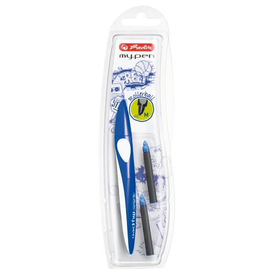 Rašiklis + 2 kapsulės my.pen blue-white bls