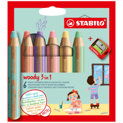 Pieštukai spalvoti WOODY 3 in 1 su drožtuku 6sp