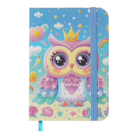 Užrašų knygutė su gumute OWL A7 80lap lang melsva