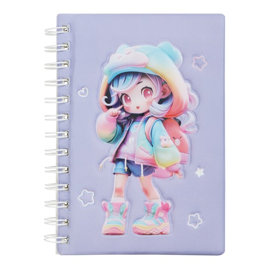Užrašų knygutė su spirale CUTE 179x126mm 80lap linija violetinė