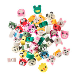 Polimerinio mokio karoliukai GYVUNĖLIAI 1cm 48vnt