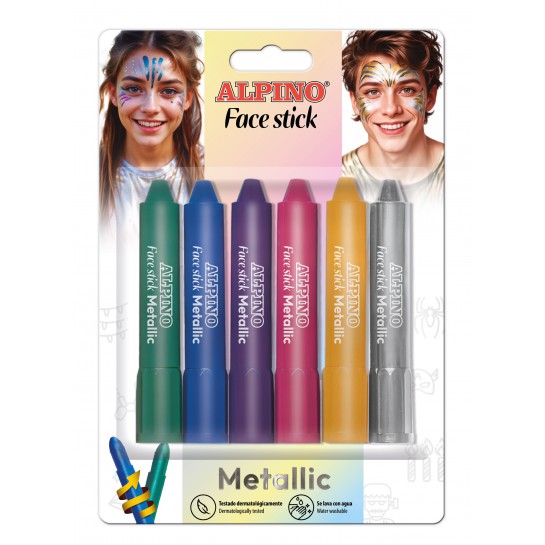 Kreidutės grimui ALPINO Face stick metallic 6sp Kreidutės grimui ALPINO Face stick metallic 6sp