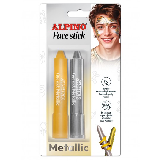 Kreidutės grimui ALPINO Face stick metallic 2sp Kreidutės grimui ALPINO Face stick metallic 2sp