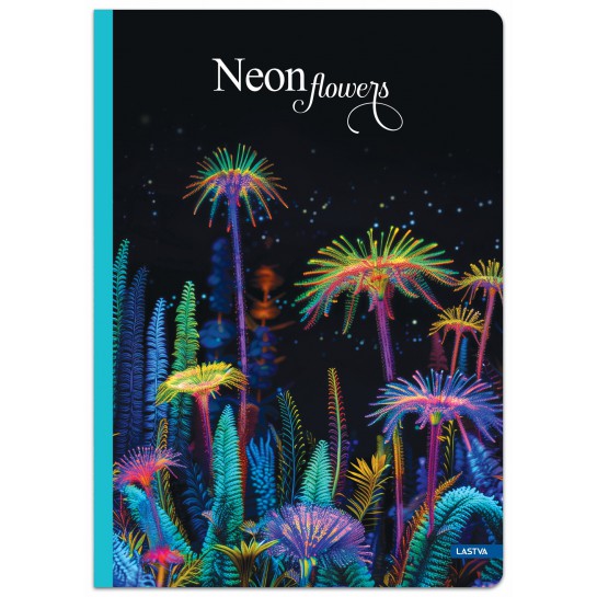 Knyga A5 96lap 70g linija NEON FLOWERS