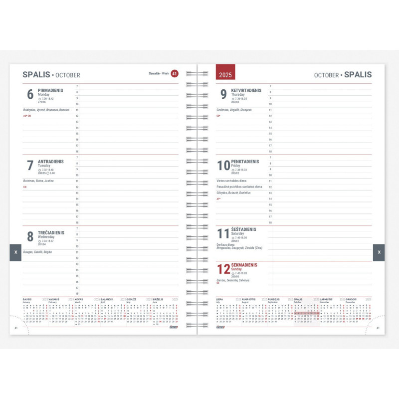 Darbo knyga A5 18 mėnesių Spirex FLEX koralas