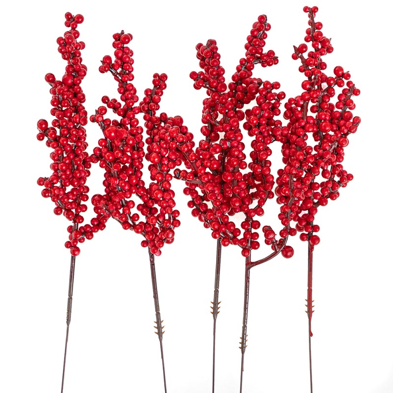 Dekoras ŠAKELĖS SU RAUDONOMIS UOGOMIS 22cm, 5vnt.