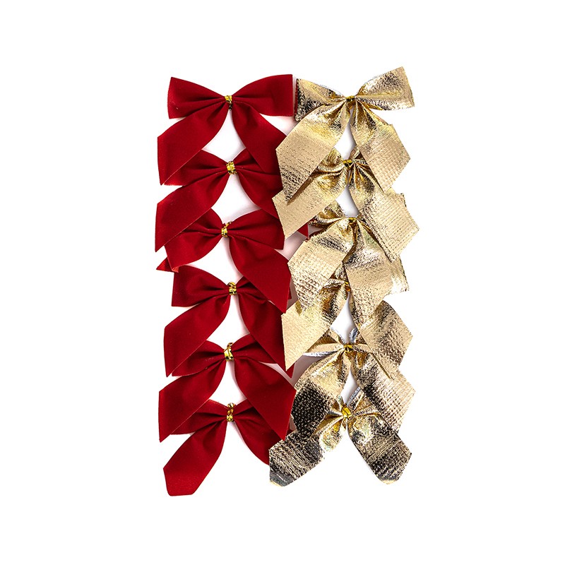 Mini kaspinėliai raudoni+auksiniai 12vnt