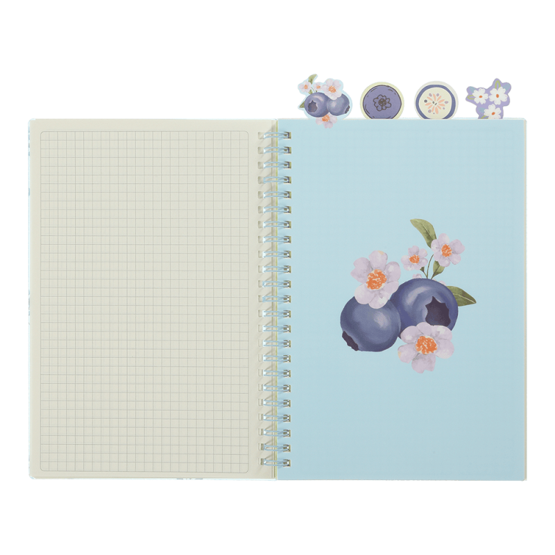 Sąsiuvinis su spirale, plast.viršeliu ir 4 skirtukais ARABESKI  A5 80lap., lang.melsvas