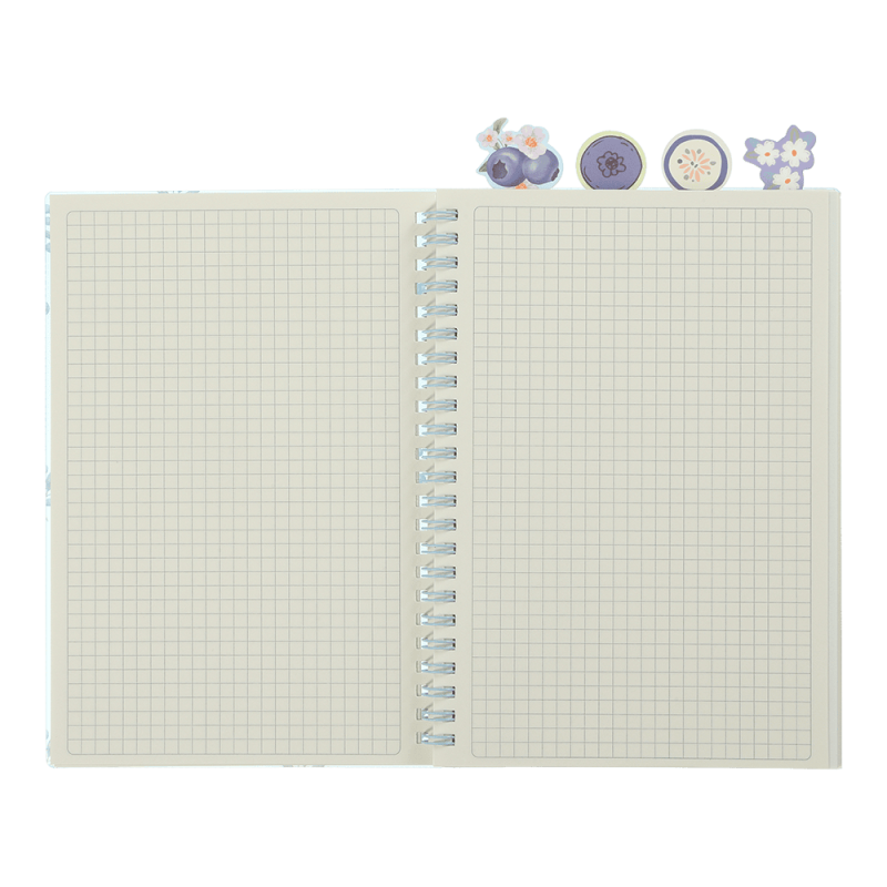 Sąsiuvinis su spirale, plastikiniu viršeliu ir 4 skirtukais ARABESKI  A5 80lap., lang.melsvas