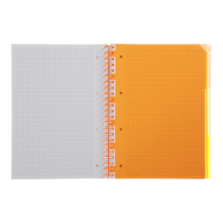 Sąsiuvinis su spirale, plastikiniu viršeliu NEON A4 120lap., lang., rausvas