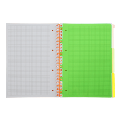 Sąsiuvinis su spirale, plastikiniu viršeliu NEON A4 120lap., lang., rausvas