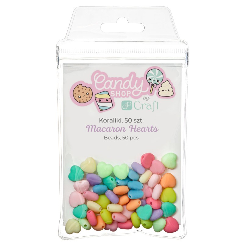 Karoliukai akriliniai ŠIRDUTĖS 50vnt.